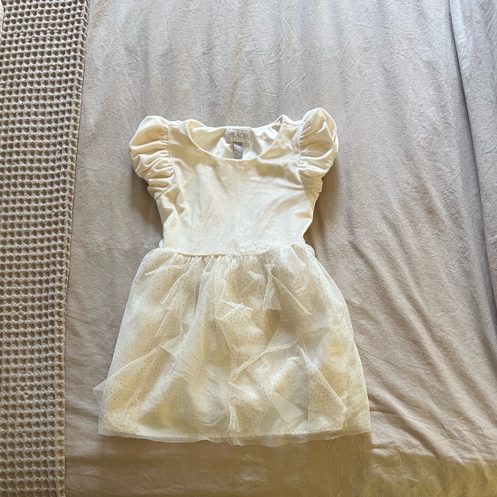 Place Cream Tulle Party Dress with Puff Sleeves